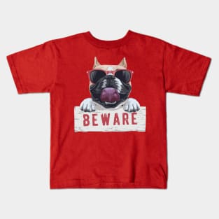 Beware of Frenchie Kids T-Shirt